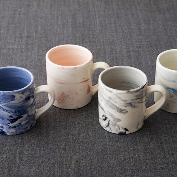 大理石紋瓷杯 (粉紅色/淺藍色/藍色)
