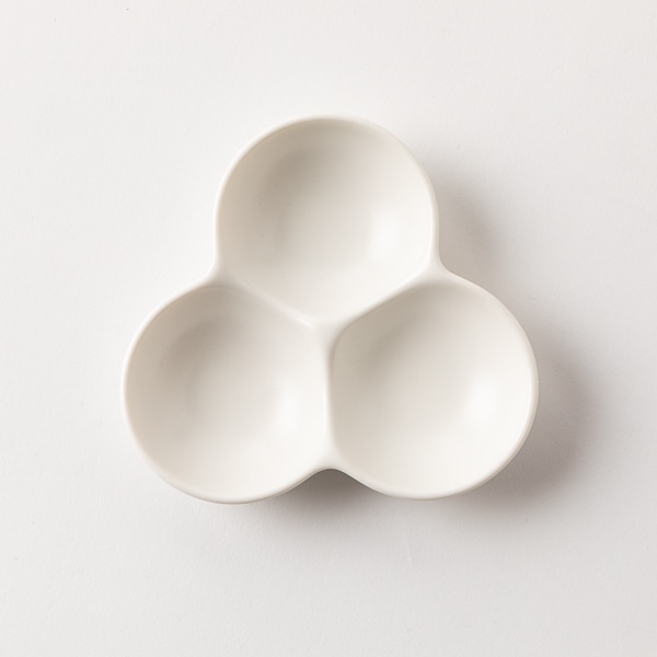 陶瓷三格調味碟 醬油碟 (白色)