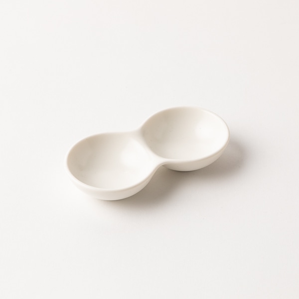 陶瓷兩格調味碟 醬油碟 (白色)