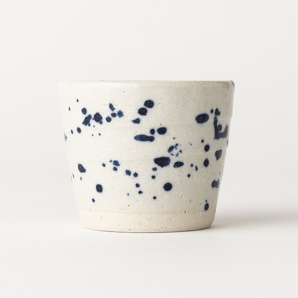 蕎麥麵杯 白底藍點