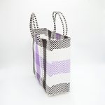 Letra Mercado 編織袋 - 3 COLORS CHECK - 紫 / 白 / 棕 (M)