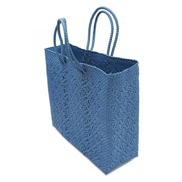 Letra Mercado 編織袋 - ROMBO - 金屬藍 (M)