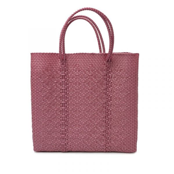 Letra Mercado 編織袋 - ROMBO - 金屬粉紅 (M)