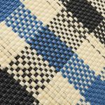 Letra Mercado 編織袋 - 3 COLORS CHECK - SHORT STYLE - 金屬藍 / 奶油 / 黑 (S)