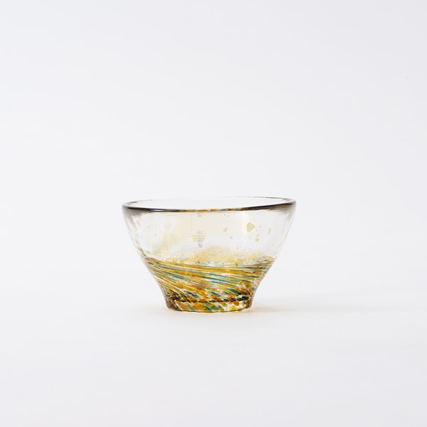 津輕琉璃 清酒杯 金彩﹙琥珀藍﹚